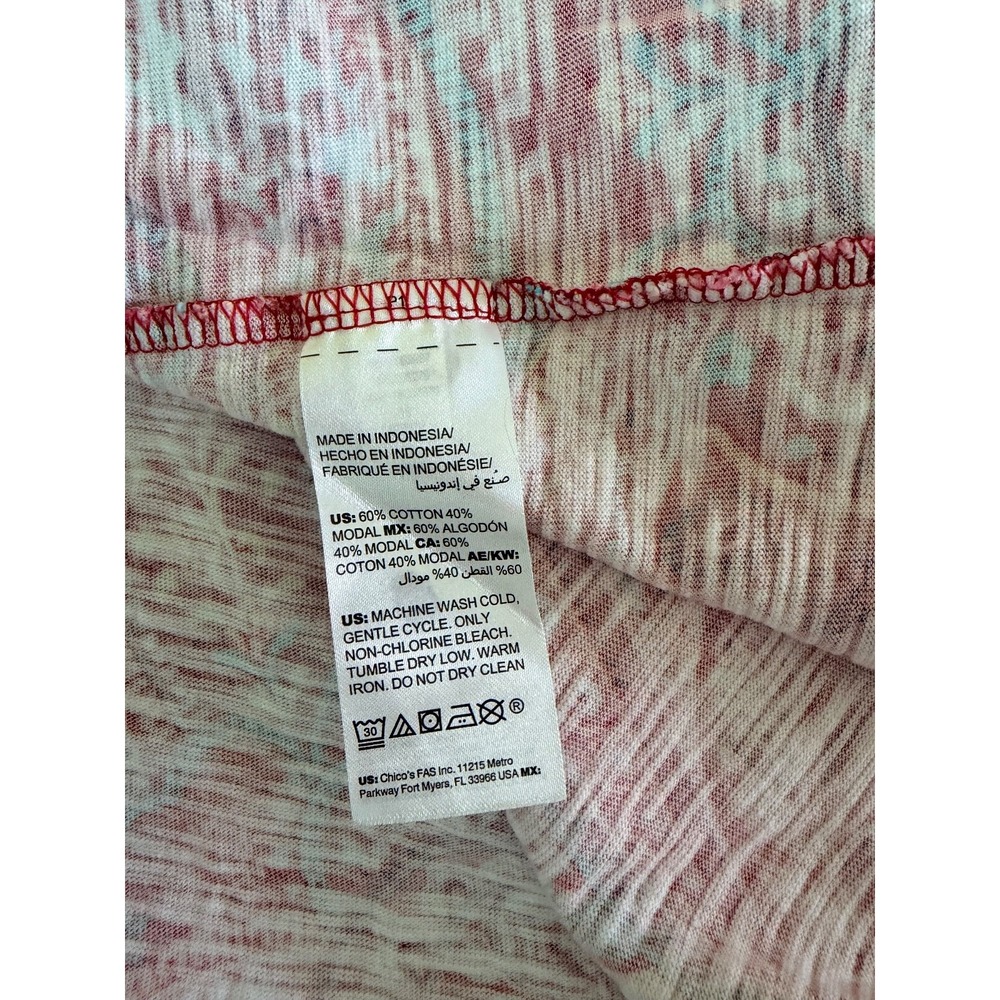 Chico's Tshirt Cotton Blend Red Paisley Crew Neck Cotton Modal Size 4(US 20-XXL) - Picture 4 of 7